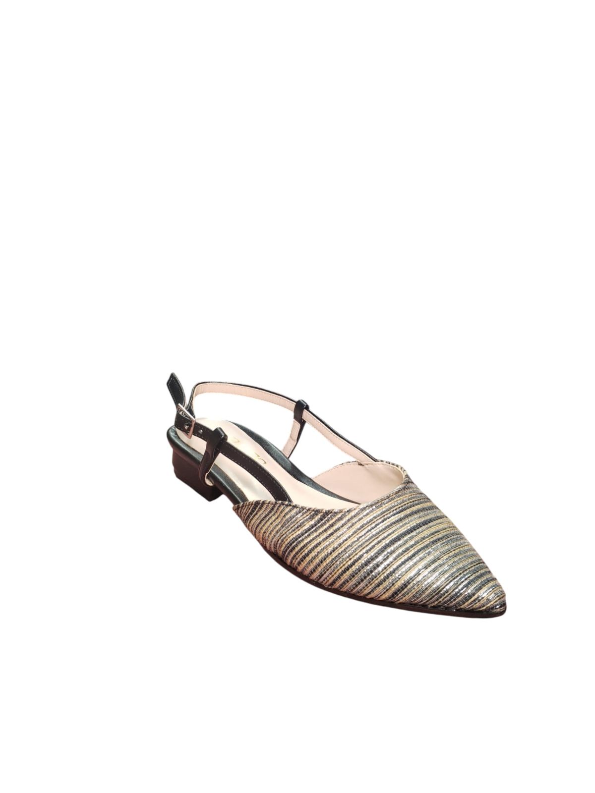 ARRES Slingback Donna Punta Chiusa Righe Metalliche
