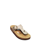 Sandalo Infradito Beige Americanino con Fibbia e Suola in Sughero