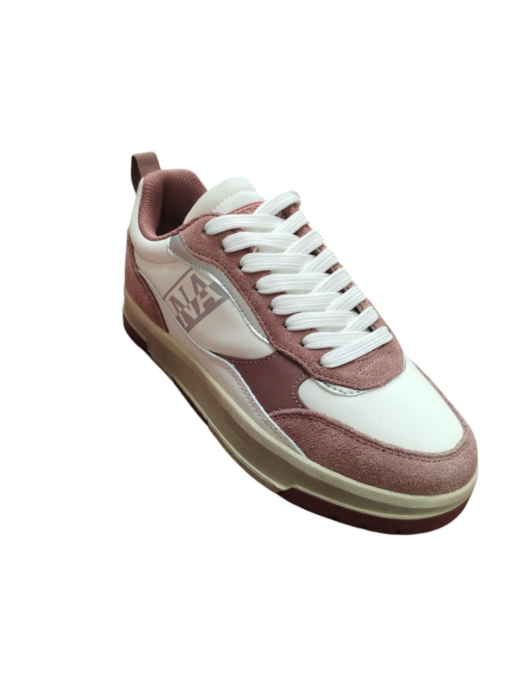 Sneakers Donna Bicolore Bianco Rosa Napapjri in vera pelle