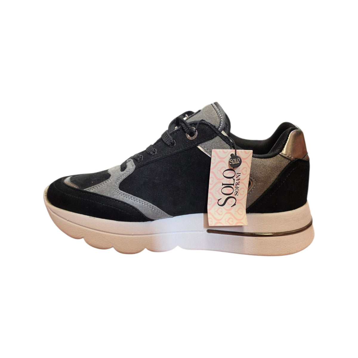 Sneakers Solo Soprani nere e grigie con zip
