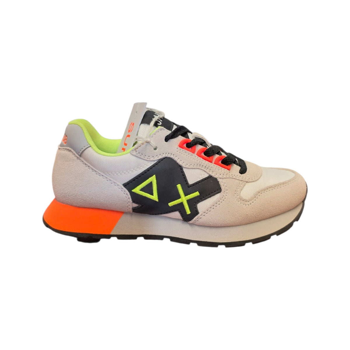 Sneakers SUN68 beige con dettagli fluo