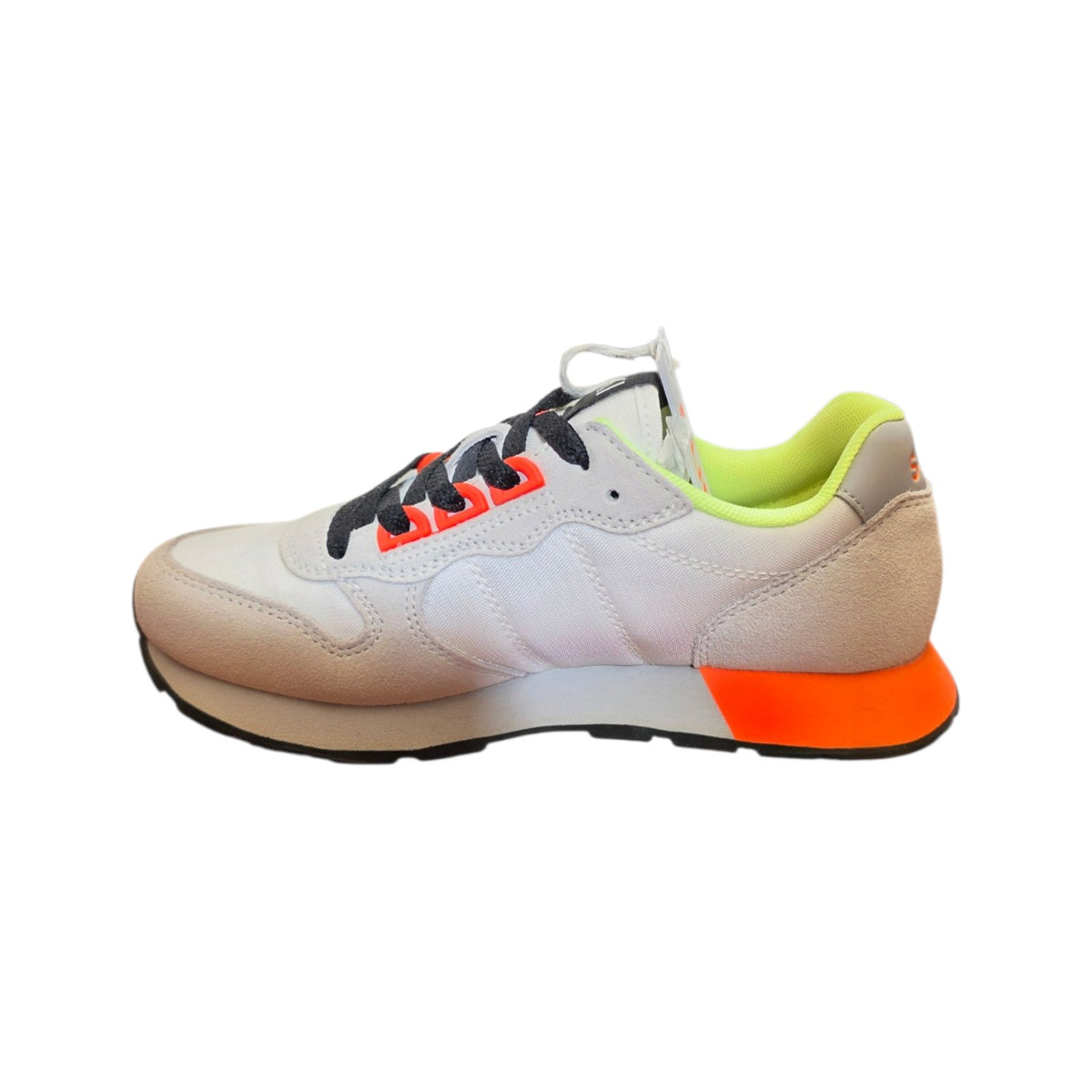 Sneakers SUN68 beige con dettagli fluo
