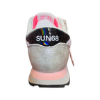 Sneakers SUN68 chiare con lacci rosa e dettagli glitter