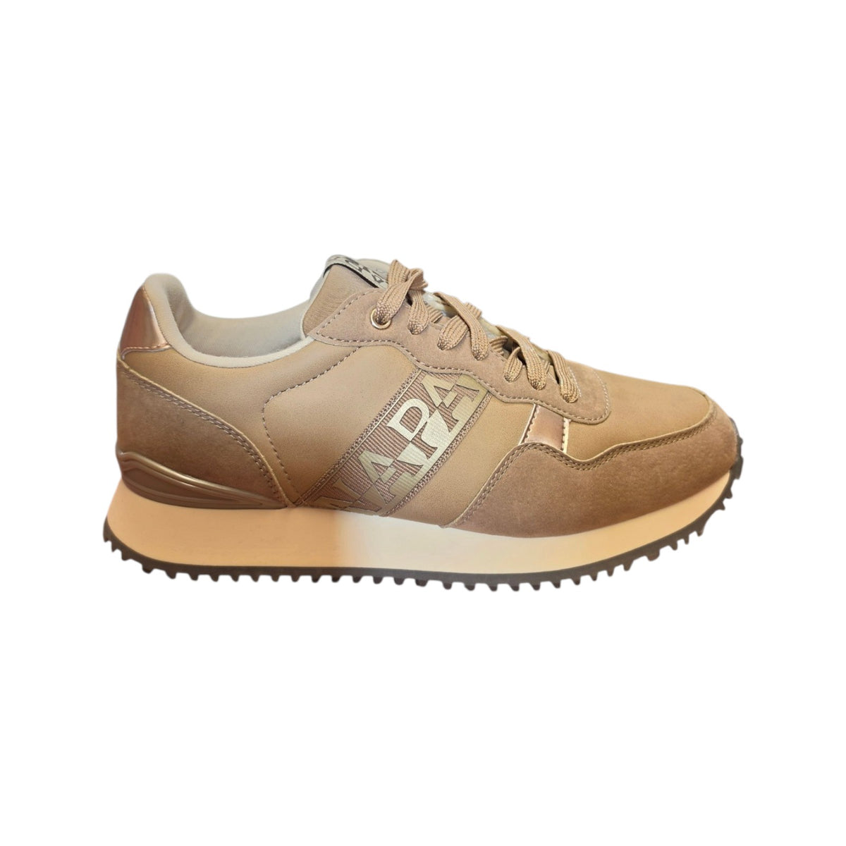 Sneakers donna Napapijri beige con dettagli bronzo