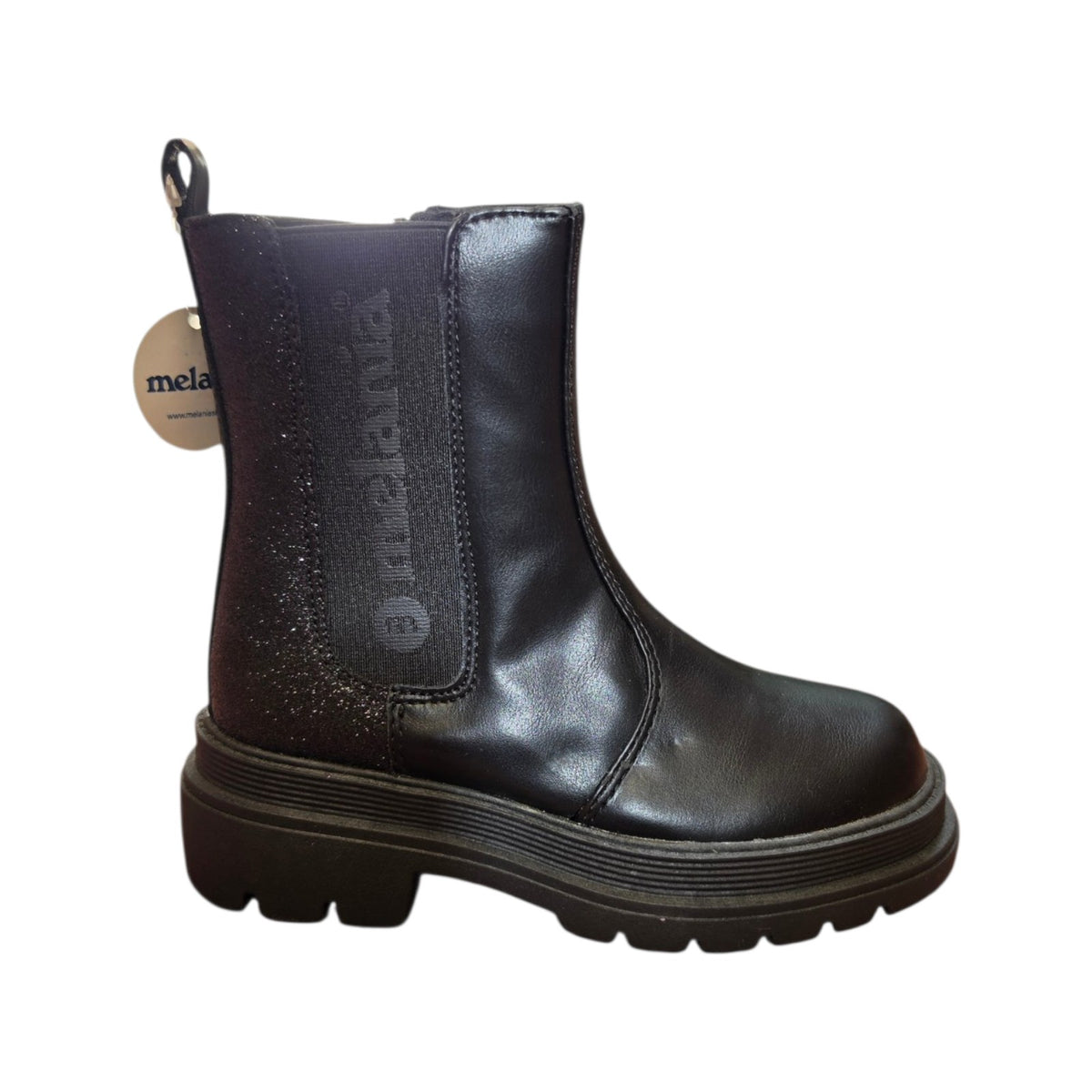 Stivaletto bambina Melania nero con elastico glitter
