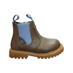 Stivaletto Chelsea bambino marrone con elastico azzurro