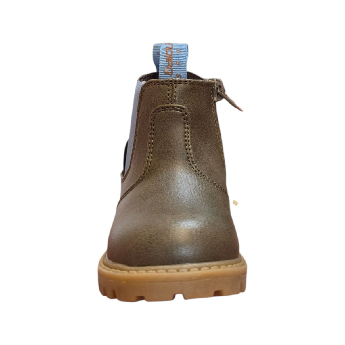 Stivaletto Chelsea bambino marrone con elastico azzurro
