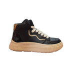 Sneakers alta bambina Geox nera con dettagli oro