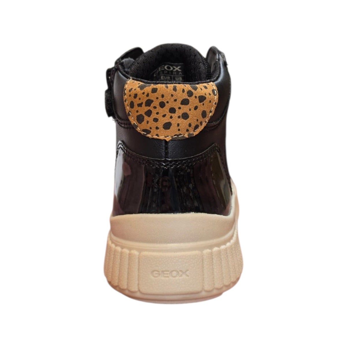 Sneakers alta bambina Geox nera con dettagli oro