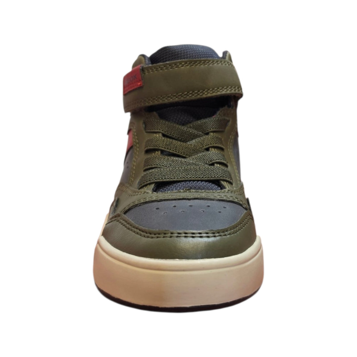Sneakers alta bambino Geox verde con dettagli rossi
