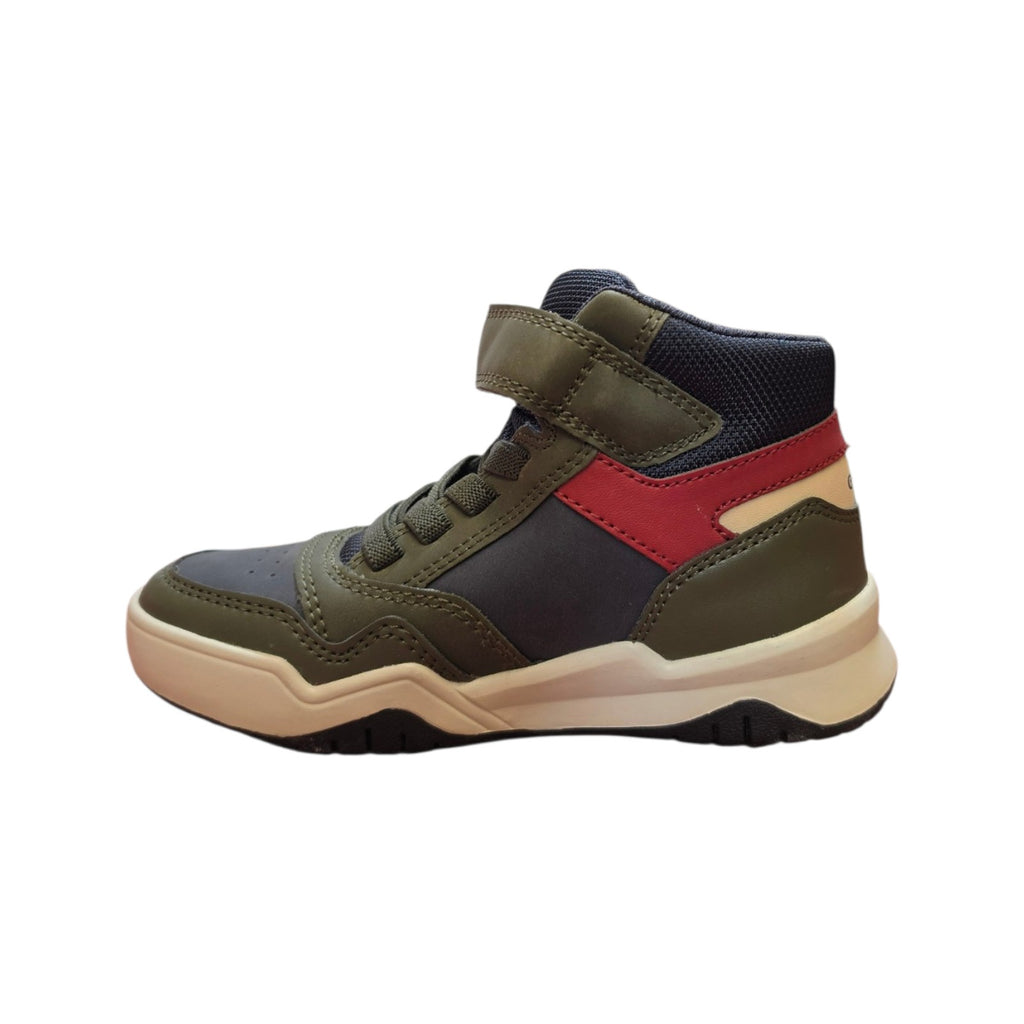 Sneakers alta bambino Geox verde con dettagli rossi