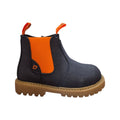Stivaletto Chelsea bambino blu con elastico arancione
