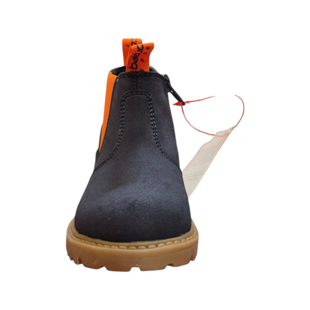 Stivaletto Chelsea bambino blu con elastico arancione