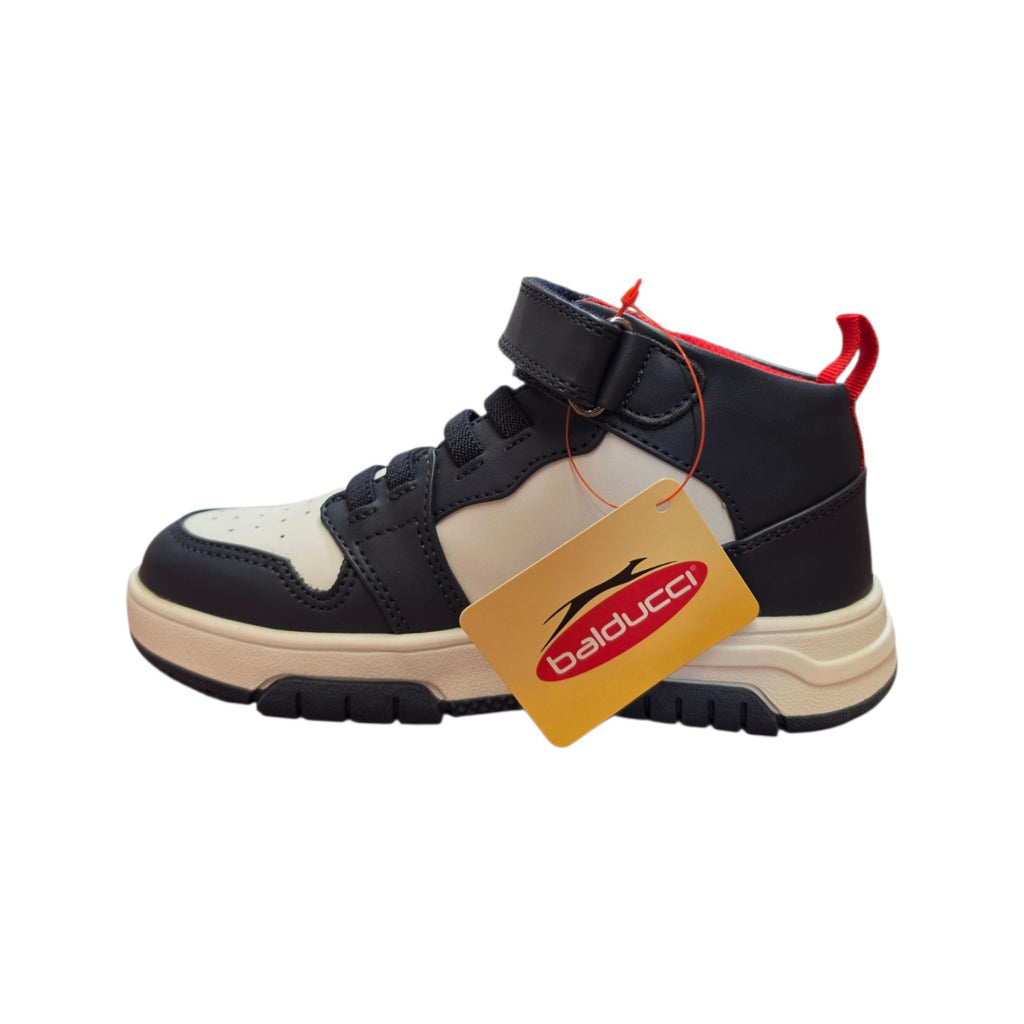 Sneaker alta bambino blu bianco e rosso