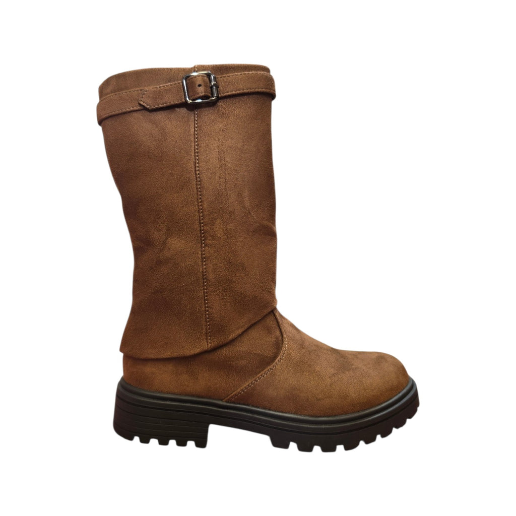 Stivale alto con fibbia marrone