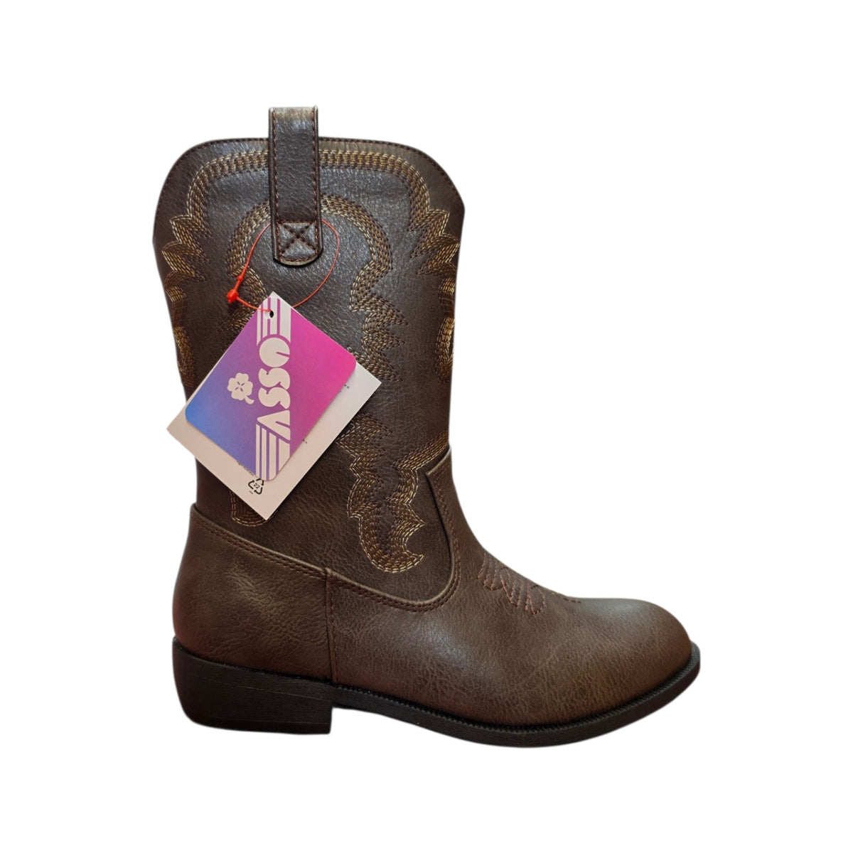 Stivale texano marrone con ricami