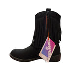 Stivaletto nero con frange