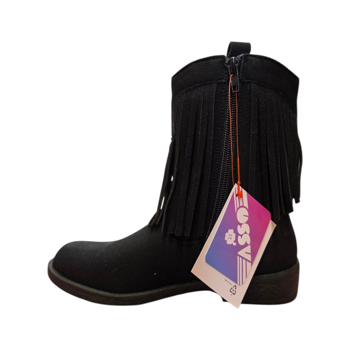 Stivaletto nero con frange