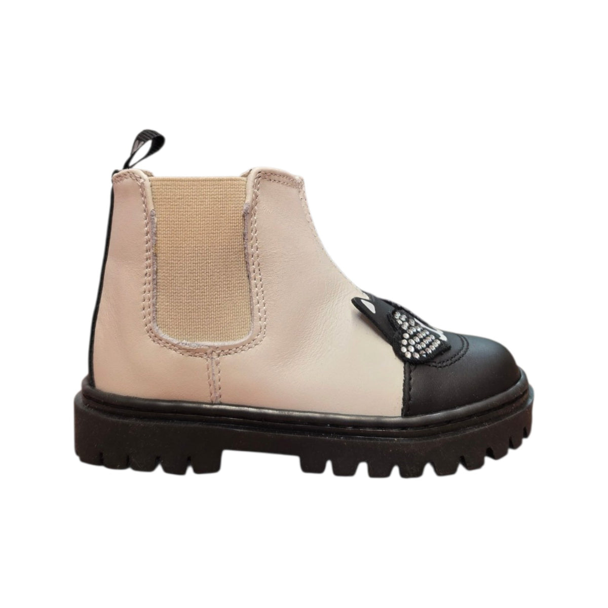 Stivaletto Chelsea bicolore panna e nero