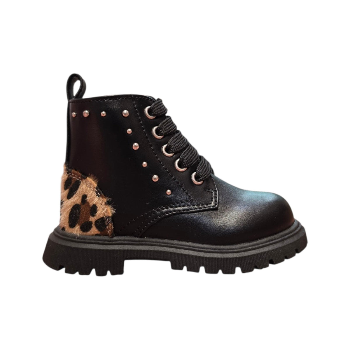 Balducci – Anfibio bambina nero con inserto animalier