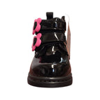 Lumberjack – Stivaletto bambina nero lucido con fiori fucsia
