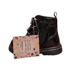 Lumberjack – Stivaletto bambina nero lucido con fiori fucsia