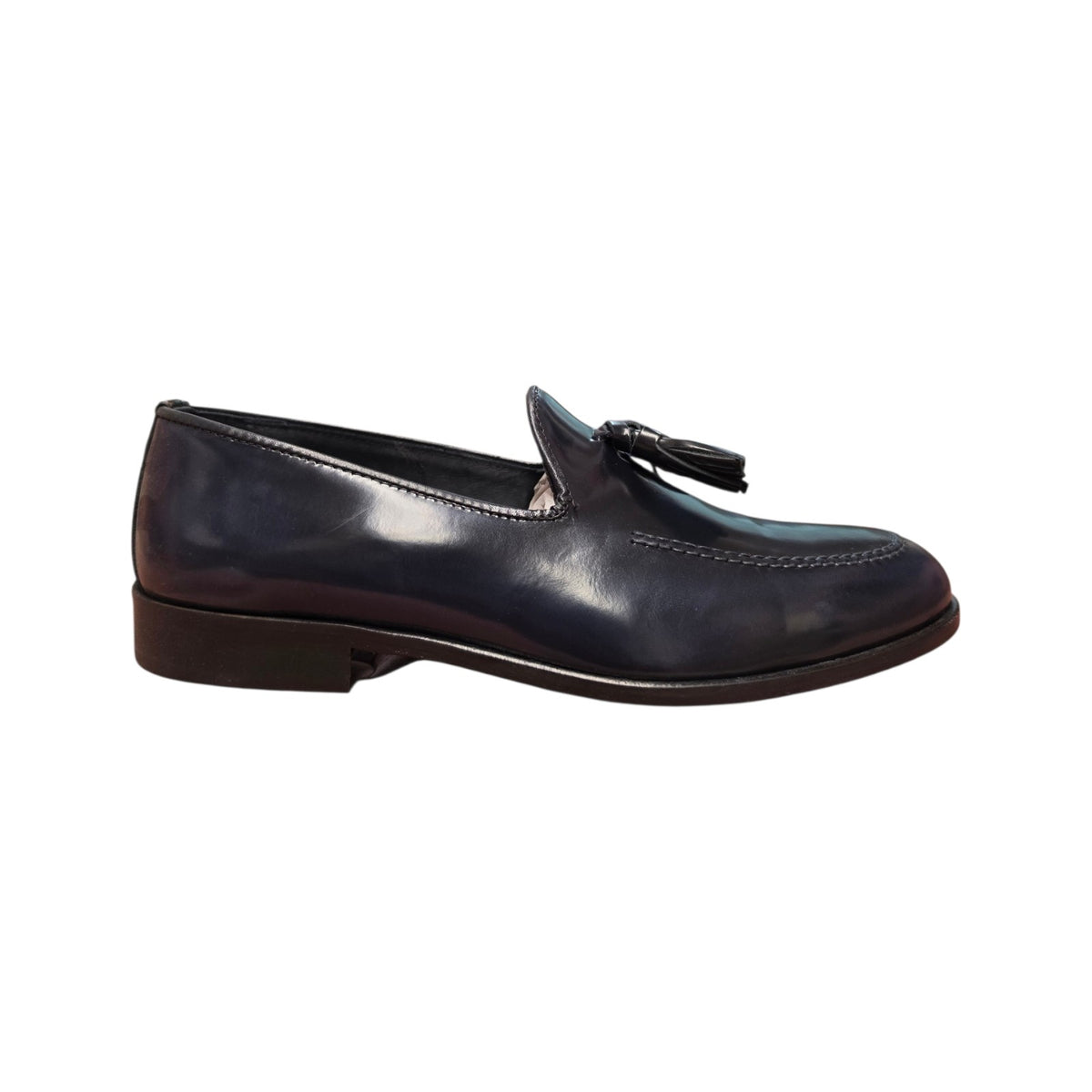 Prodotto italiano – Mocassino elegante blu con nappine