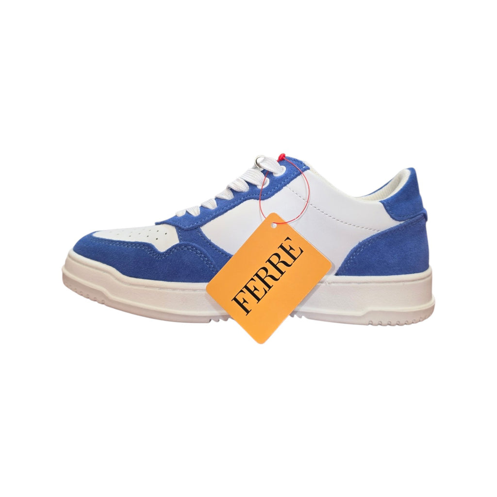 Ferrè sneaker bianca e blu con inserti a contrasto