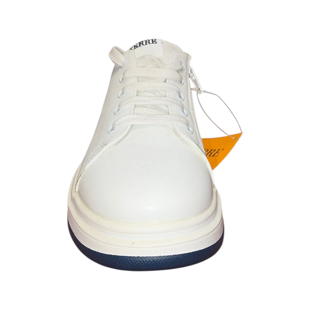 Ferrè sneaker bianca con dettagli blu navy