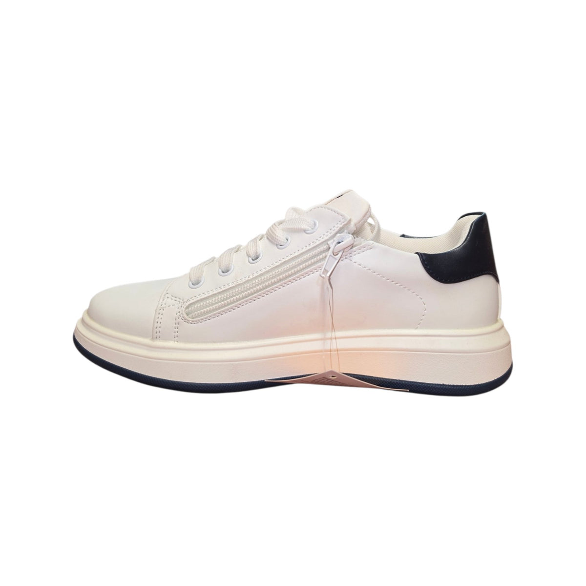 Ferrè sneaker bianca con dettagli blu navy
