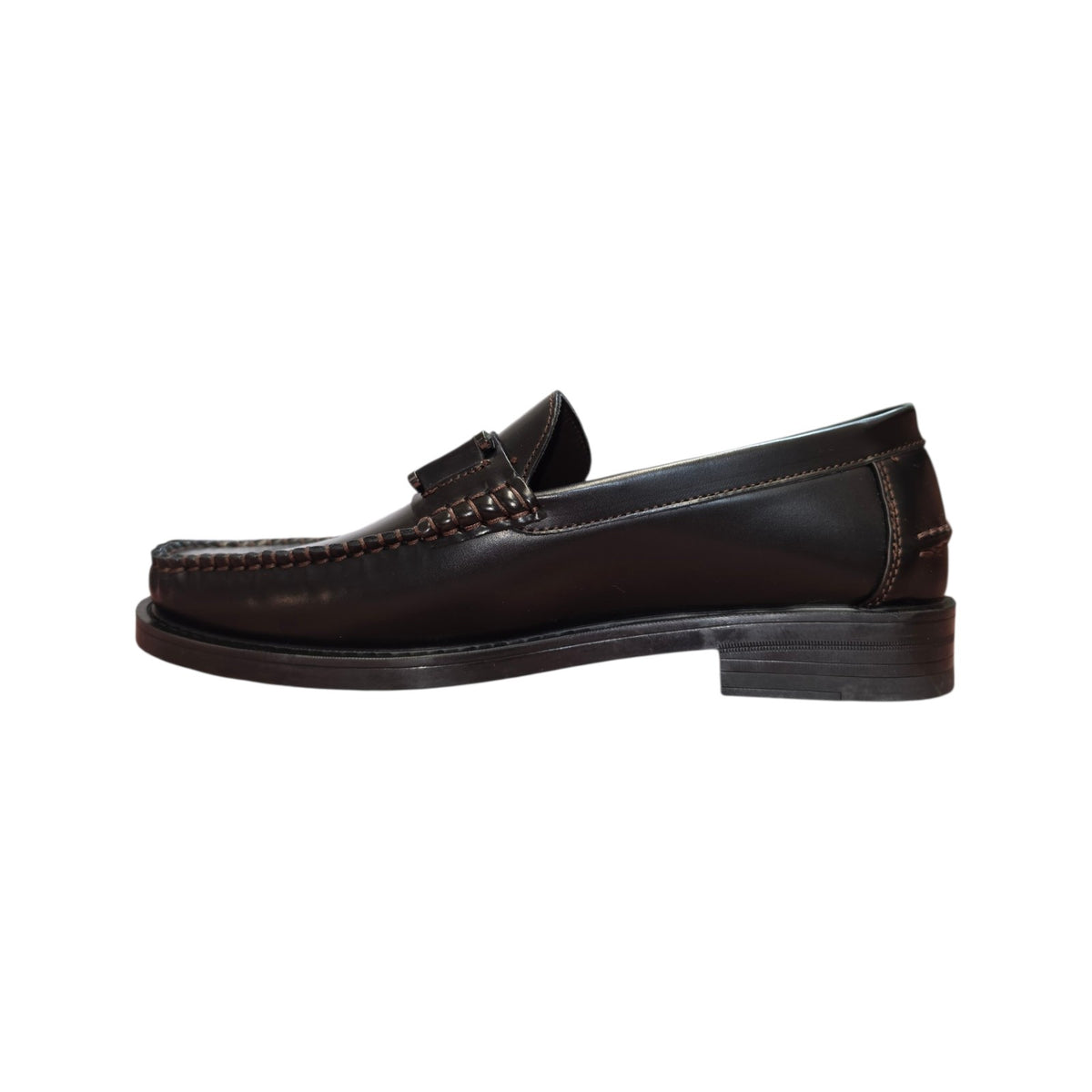 Gianmarco Venturi mocassino marrone scuro con cuciture decorative