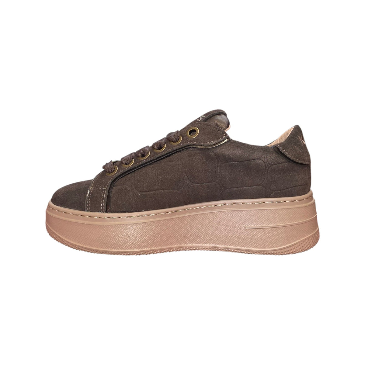Keys sneaker platform marrone con dettagli oro