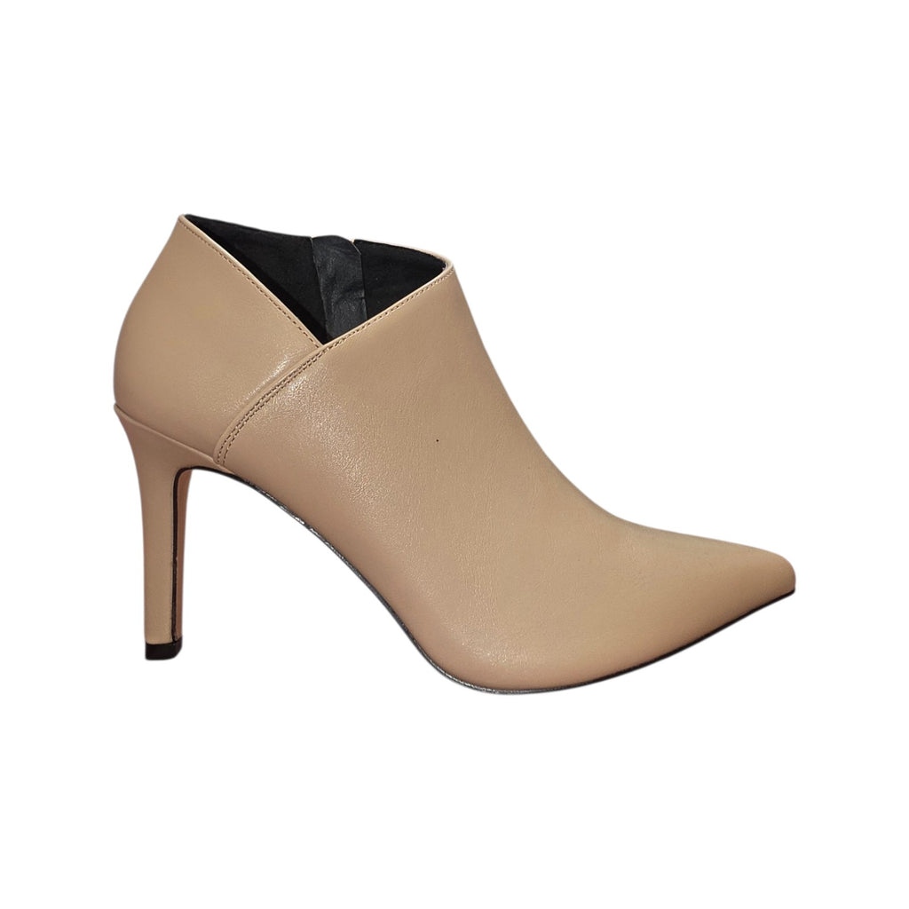 Stivaletto italiano beige a punta con scollo incrociato