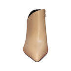 Stivaletto italiano beige a punta con scollo incrociato