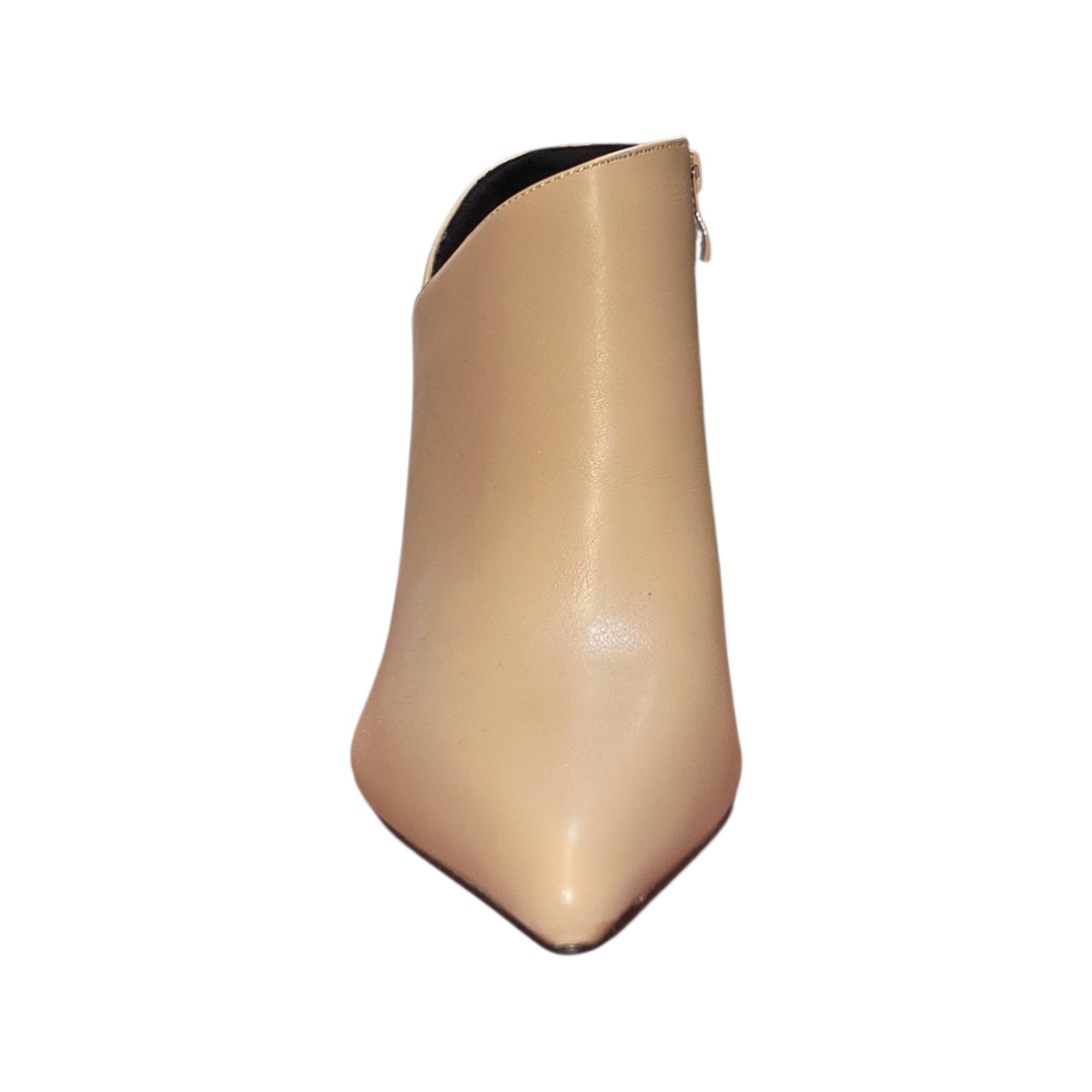 Stivaletto italiano beige a punta con scollo incrociato