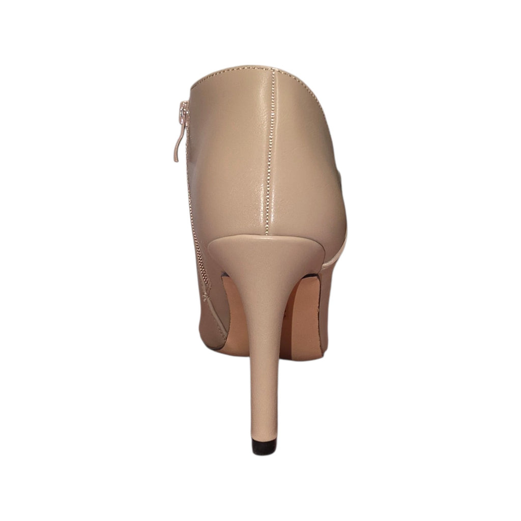 Stivaletto italiano beige a punta con scollo incrociato