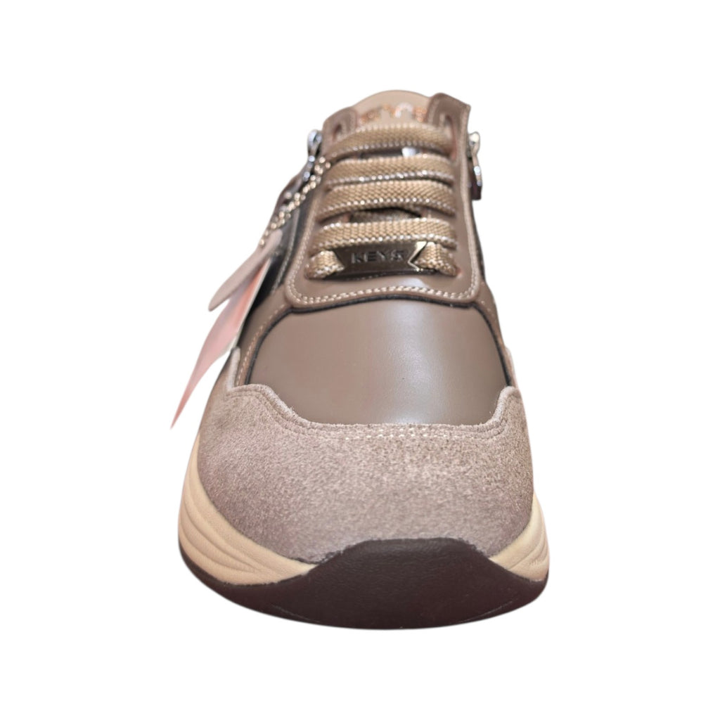 Keys sneaker taupe con dettagli animalier e zip