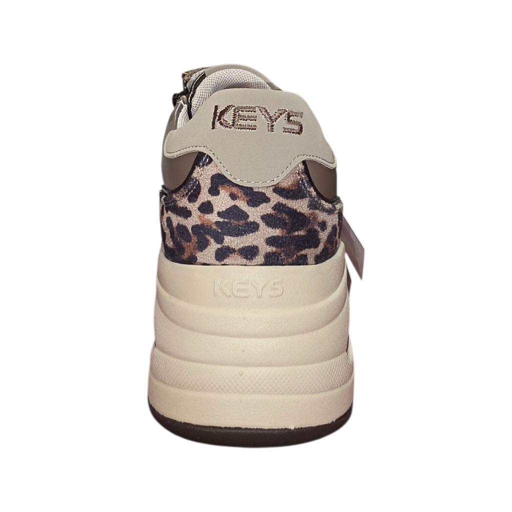 Keys sneaker taupe con dettagli animalier e zip