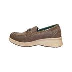 Eco Bio | Mocassino donna taupe con catena e suola chiara