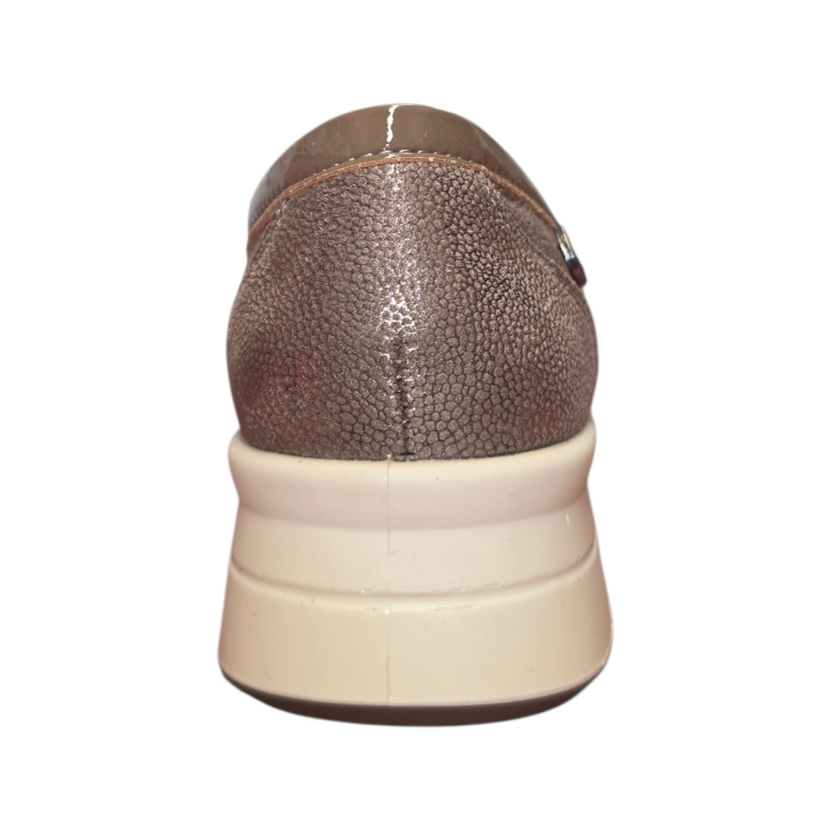 Eco Bio | Mocassino donna taupe con catena e suola chiara