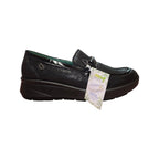 Eco Bio | Mocassino donna nero microtexture con catena