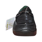 Eco Bio | Mocassino donna nero microtexture con catena