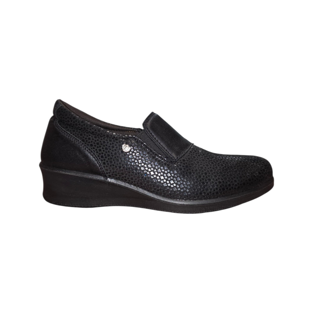 Laura Azzana | Slip-on donna nera traforata con zeppa