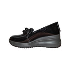 Imac | Mocassino donna nero lucido con catena e platform