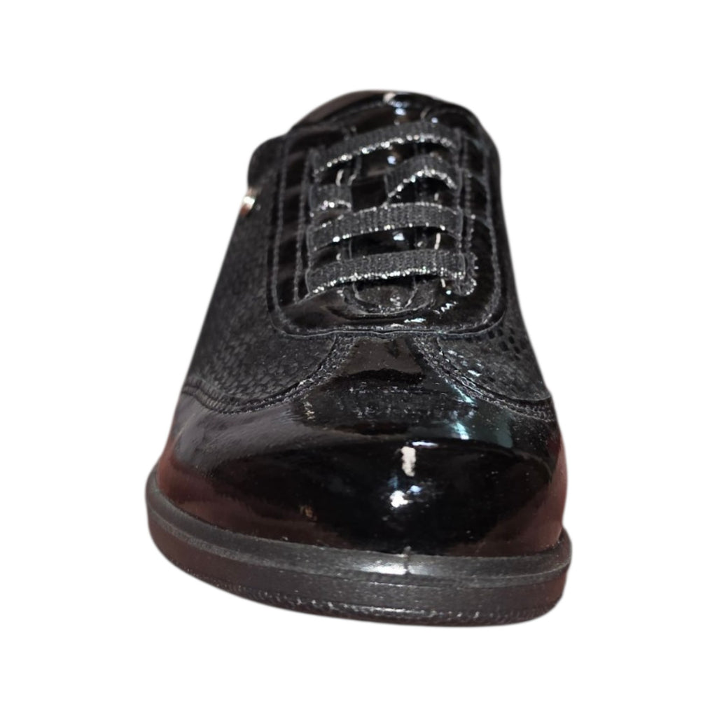 Laura Azzana | Scarpa donna nera traforata con lacci e zeppa