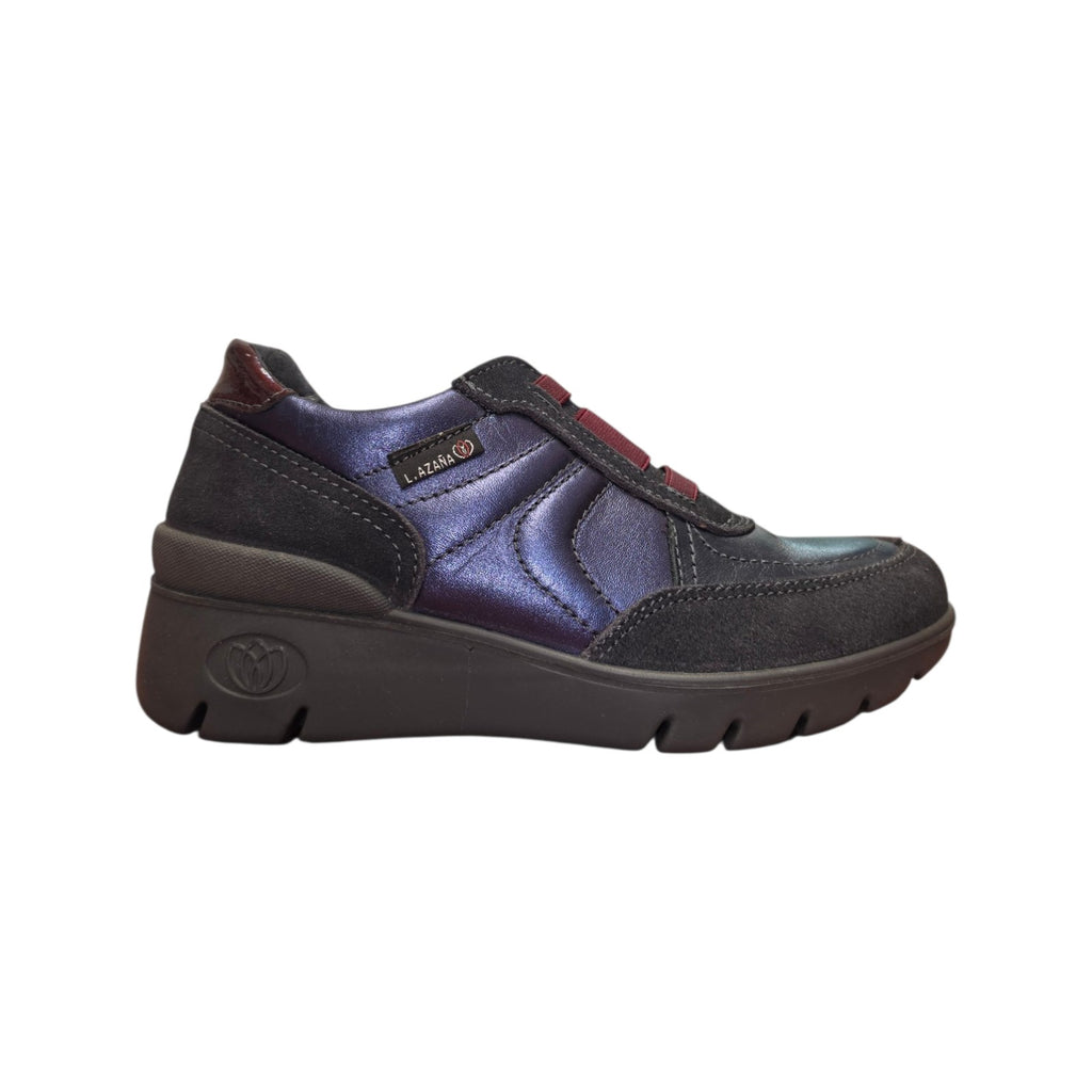 Laura Azzana | Sneaker donna blu metallizzato con dettagli bordeaux