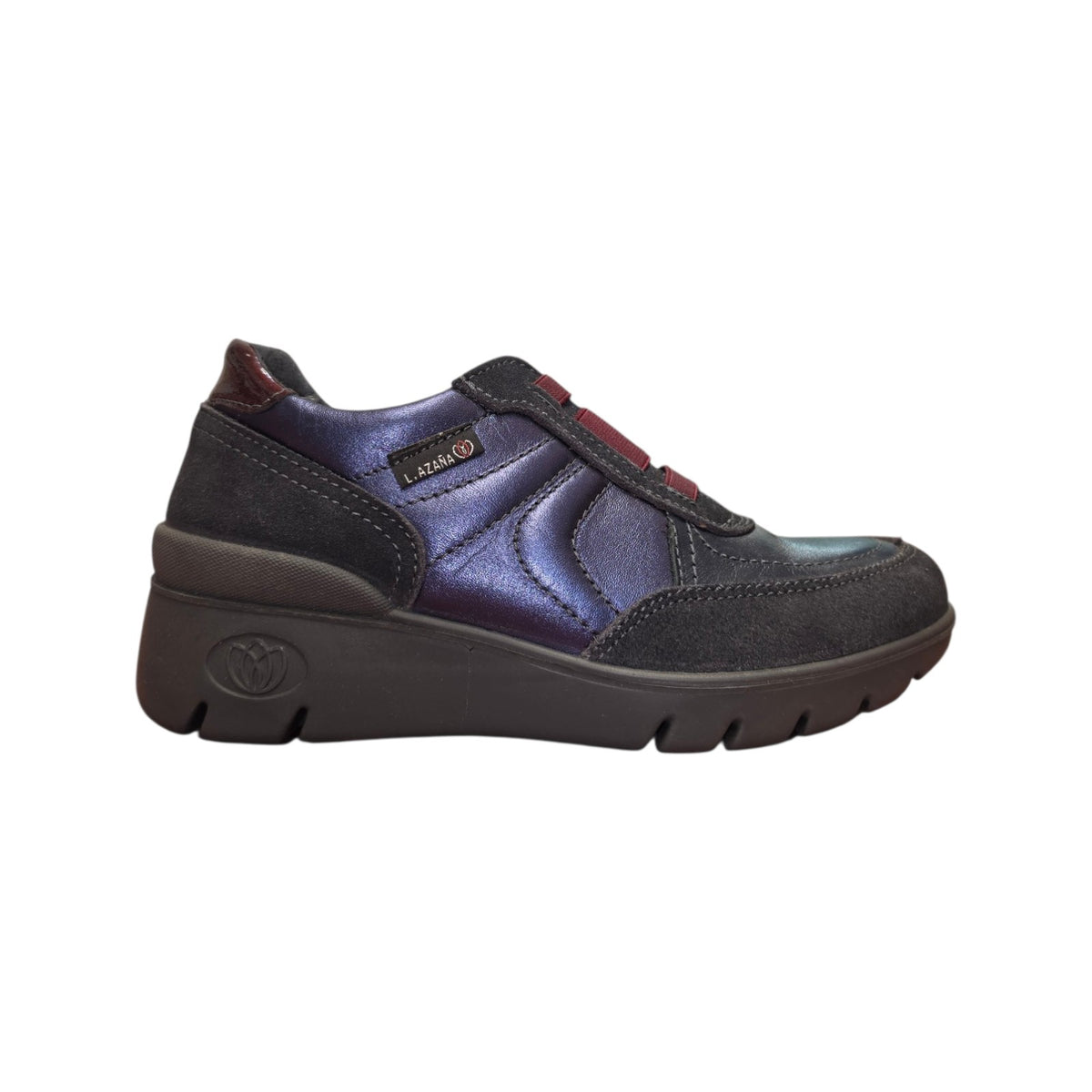 Laura Azzana | Sneaker donna blu metallizzato con dettagli bordeaux