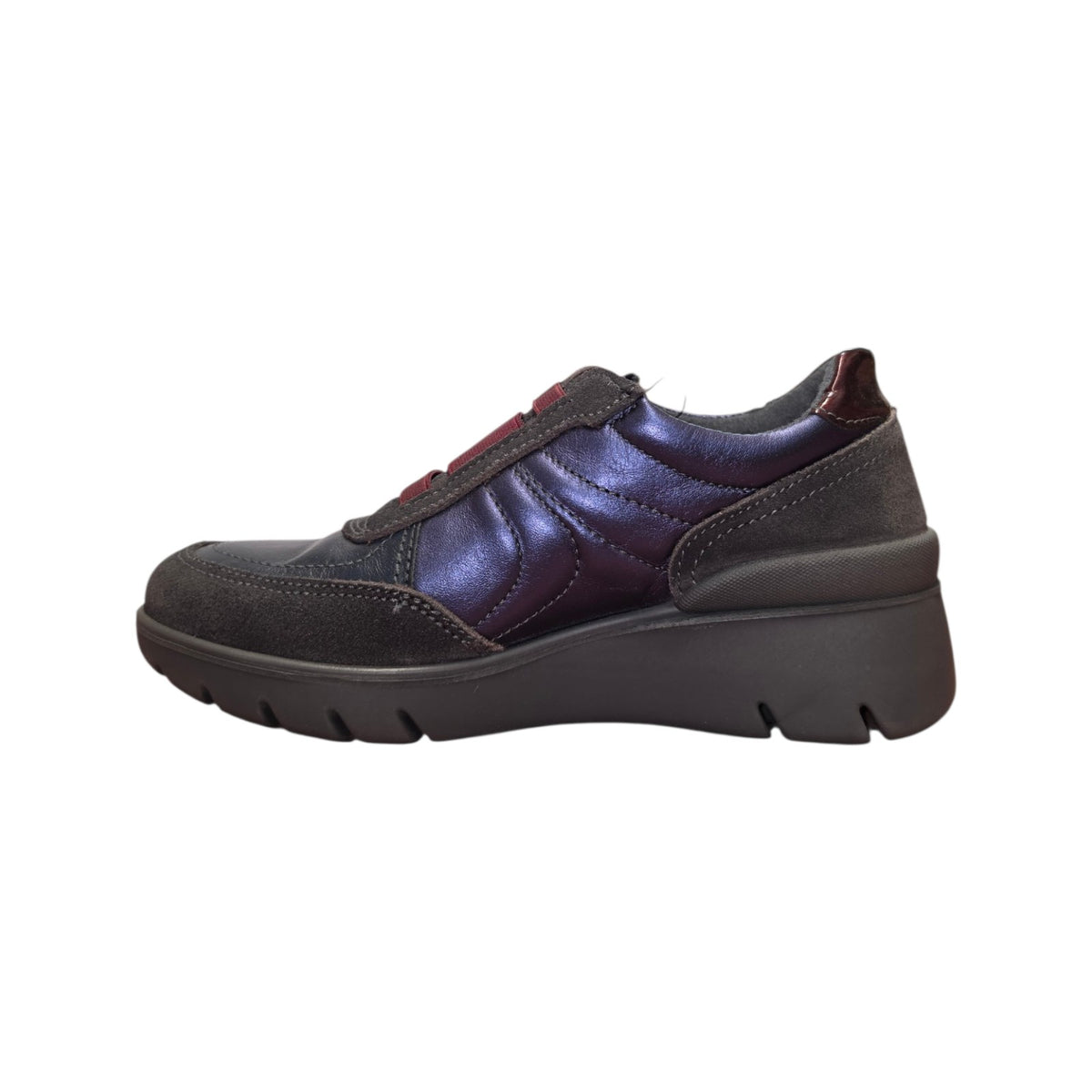 Laura Azzana | Sneaker donna blu metallizzato con dettagli bordeaux