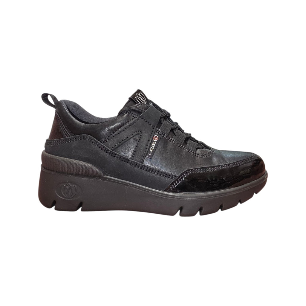 Laura Azzana | Sneaker donna nera con dettagli lucidi e zeppa