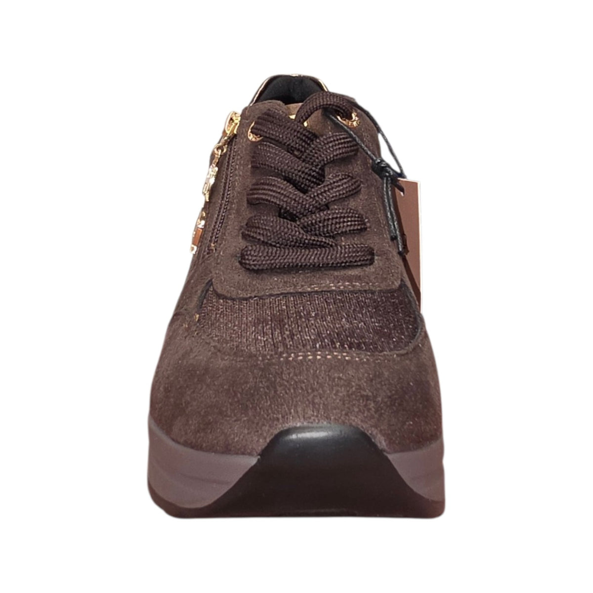 Queen Helena | Sneaker donna marrone con zip e platform